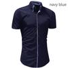 Новые модные мужские классические классические рубашки с коротким рукавом, приталенные рубашки на пуговицах, однотонные официальные повседневные топы и блузки