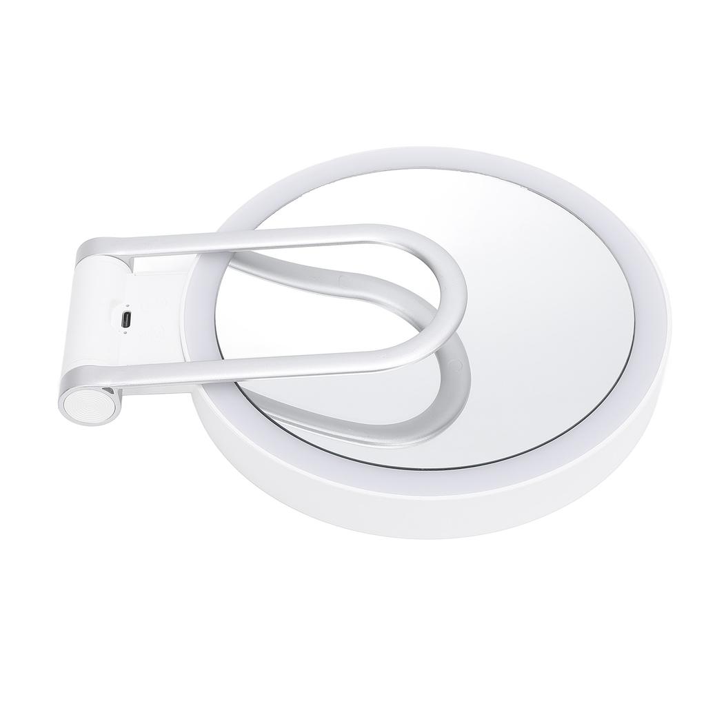 Дорожное зеркало для макияжа с подсветкой, белая подставка, регулируемый угол, увеличительное зеркало, двустороннее увеличение