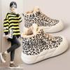 TUINANLE Winter Plush Casual Platform Shoes Woman Sneakers Slip On Shoes Women Flock Leopard Print Chunky Sneakers