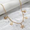 Bohemian Starfish Conch Scallop Pendant Necklace for Women Summer Beach Vacation Gold Color Collarbone Necklace Party Jewelry