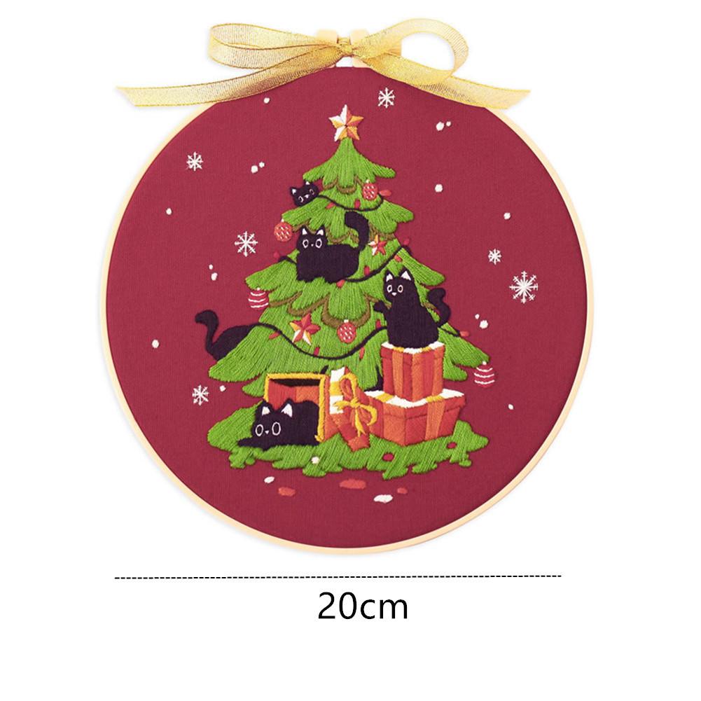 Embroidery Kit, Cross Stitch Kits For Beginners, DIY Needlepoint Kits With Stamped Christmas Pattern Fabric Hoop Needle Threads
