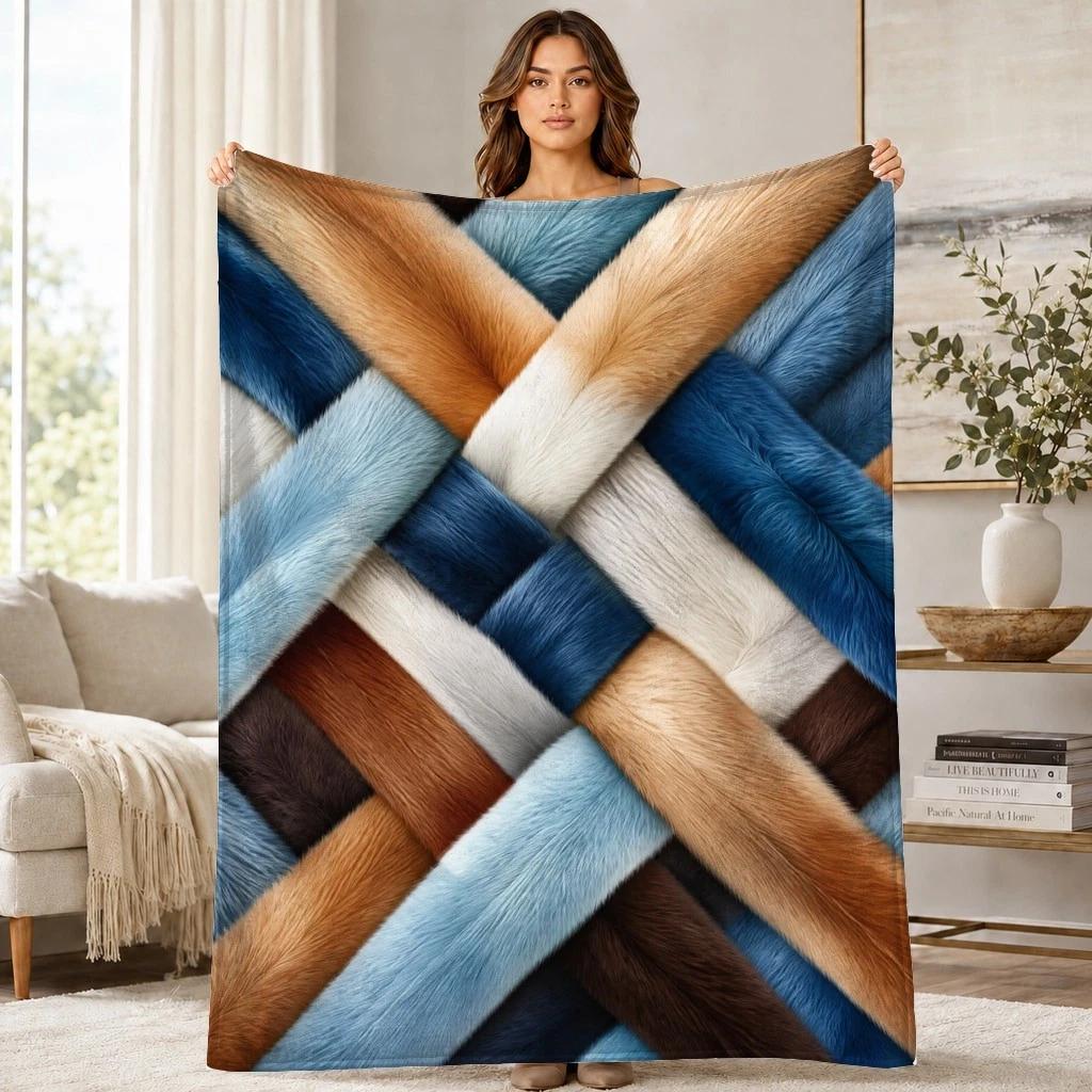 Faux Fur Basket Weave Coral Fleece Blanket