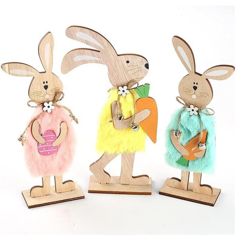Wooden Table Centerpieces Bunny Gnomes Egg Family Desk Decoration New Spring Ornament