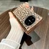 Premium Leopard Print Vegan Leather Case Mate X3 Foldable Phone Shockproof Full Cover With Stand Function