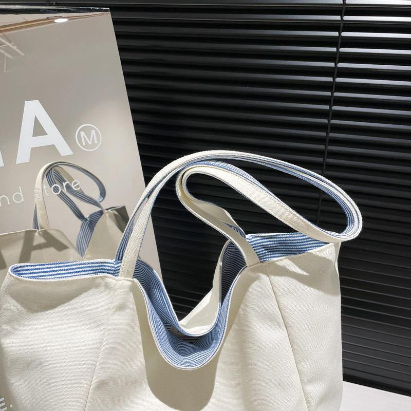 Новая модная парусиновая сумка с вышивкой, двусторонняя женская сумка через плечо, повседневная сумка-тоут большой вместимости для поездок на работу