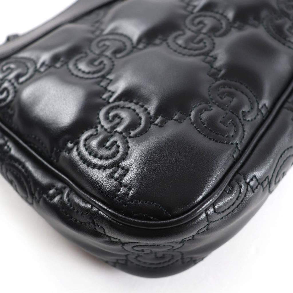 Превосходная сумка GUCCI через плечо GG Matelasse 2-way кожаная сумка черная 735049 Б/у