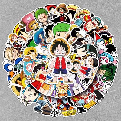 50 Аниме-стикеров One Piece: Водонепроницаемые Мультяшные Наклейки для Дневников, Багажа и Бутылок