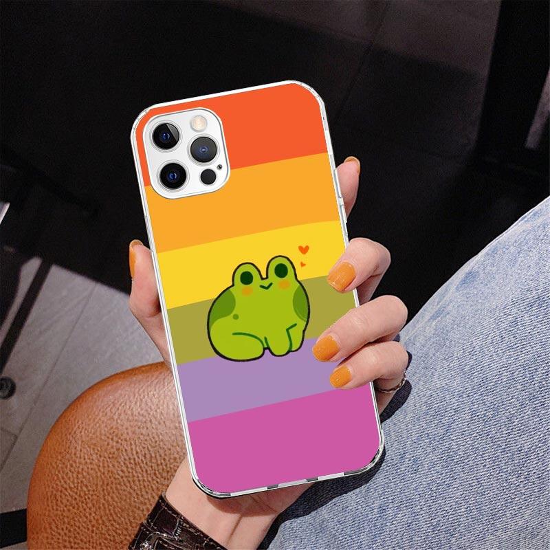 Коттеджкор Лягушка Гриб Кавайный Чехол для Телефона Для iPhone 17 Air 16 Pro Max 16E 15 + 14 Plus 11 12 13 Mini 7 8 SE Подарок Печатная Крышка