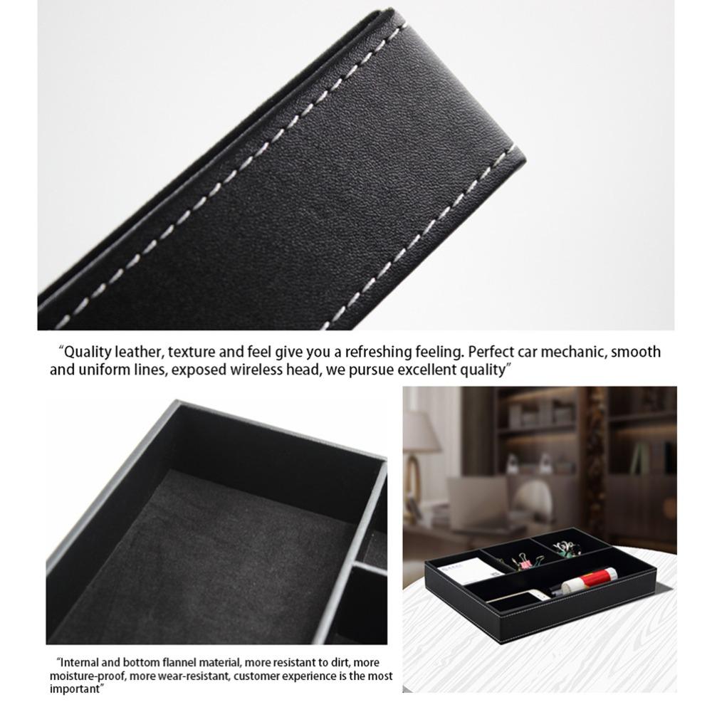 Multi-function Stationery Organizer Leather Key Storage Easy Access Desktop Box Stationery Hold