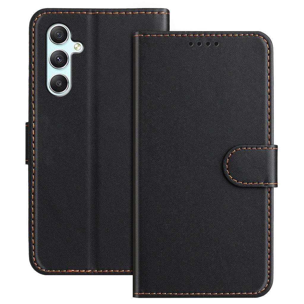 For Samsung Galaxy A34 5G Leather Case Wallet Stand Solid Color Anti Drop Phone Cover