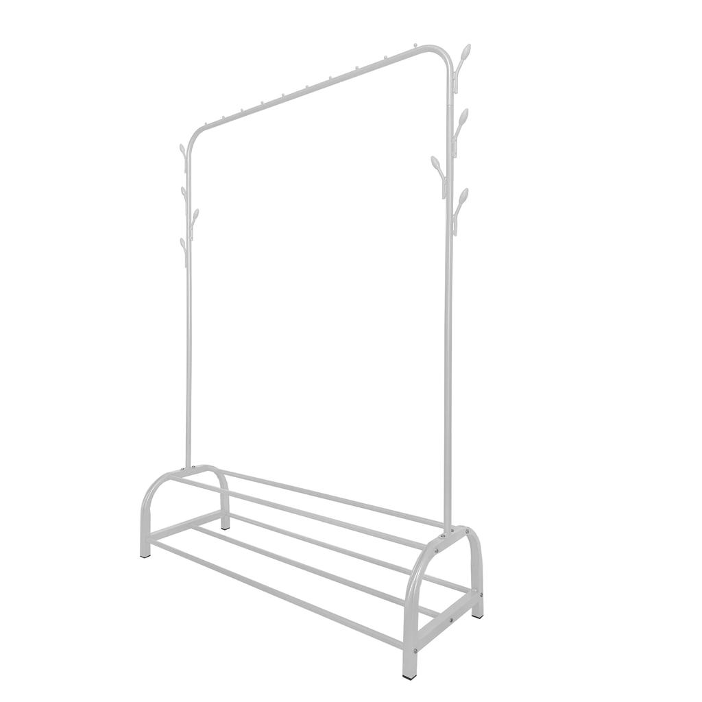 Premium Rack 2 Stand Nyana Home Coat Rack 158x110x39cm, 1 Hanging Bar 8 Side Hooks 2 Lower Shelves