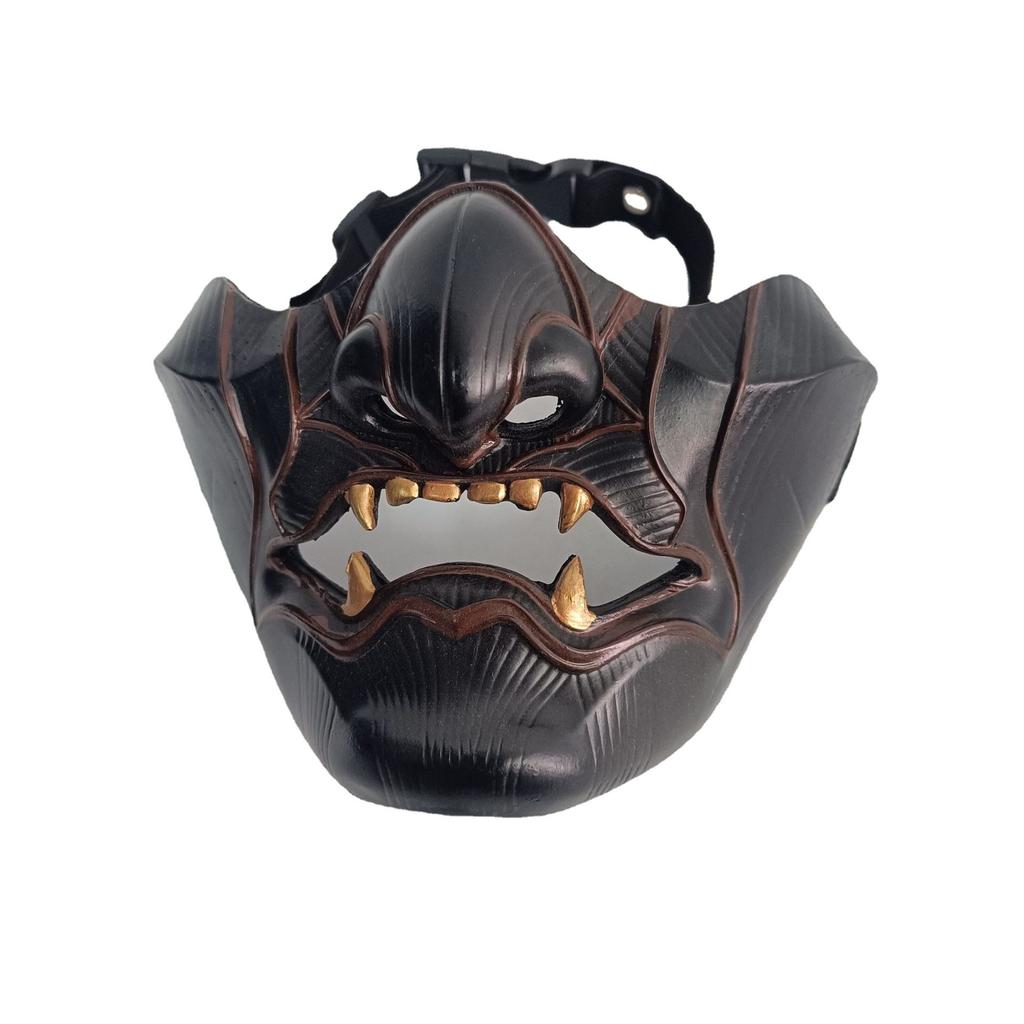 New Ghost of Tsushima Japanese-style mask, featuring a dark, ghostly face design, unisex half-face resin mask, Halloween