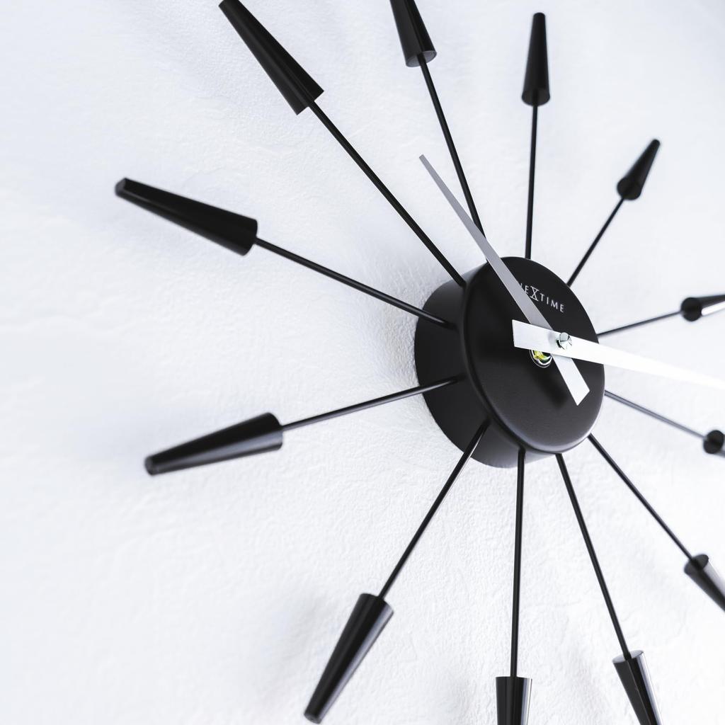 Часы настенные NEXTIME PLUG INN стильные черные, крутые, бесшумные, 36 см, средние.