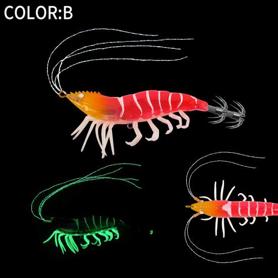 Светящаяся креветка-приманка с крючком для кальмара, реалистичная биомиметическая искусственная