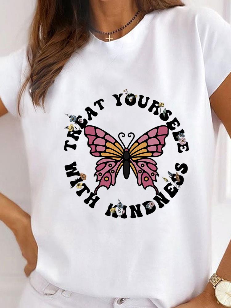 Женская одежда Bee Love Style Надпись Принт на одежде Футболка с коротким рукавом Летний топ Футболка Базовая модная графическая футболка