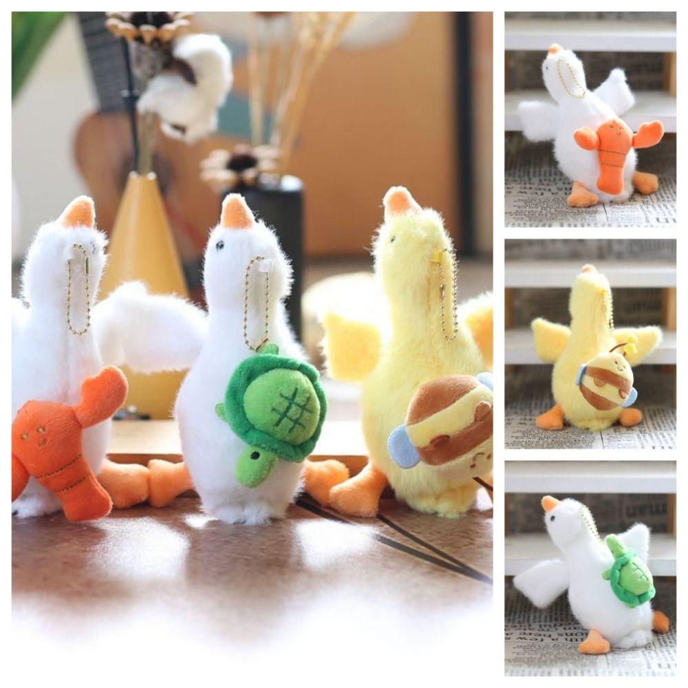 Can Pull Bees Duck Doll Pendant Crayfish Turtles Bees Plush Cartoon Duck Keychain Bag Hanging