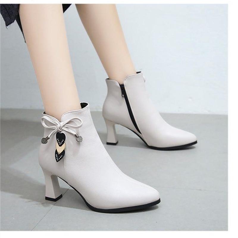 Cresfimix Botas Femininas женские классические высококачественные бежевые короткие ботильоны на высоком каблуке женские модные черные зимние ботинки A9207