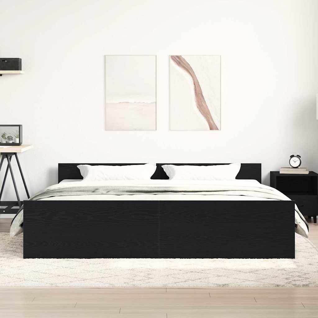 Bed Frame without Mattress Black Oak Finish 180 x 200 cm Engineered Wood