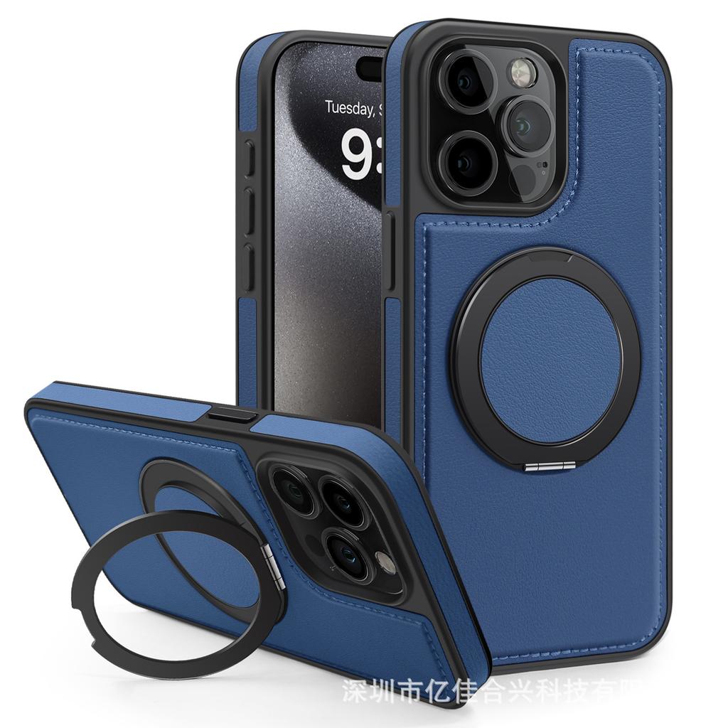Магнитный держатель Yashi 360 с вращением, кожаный чехол, подходит для iPhone16E, премиальный кожаный деловой чехол для телефона Apple 15.