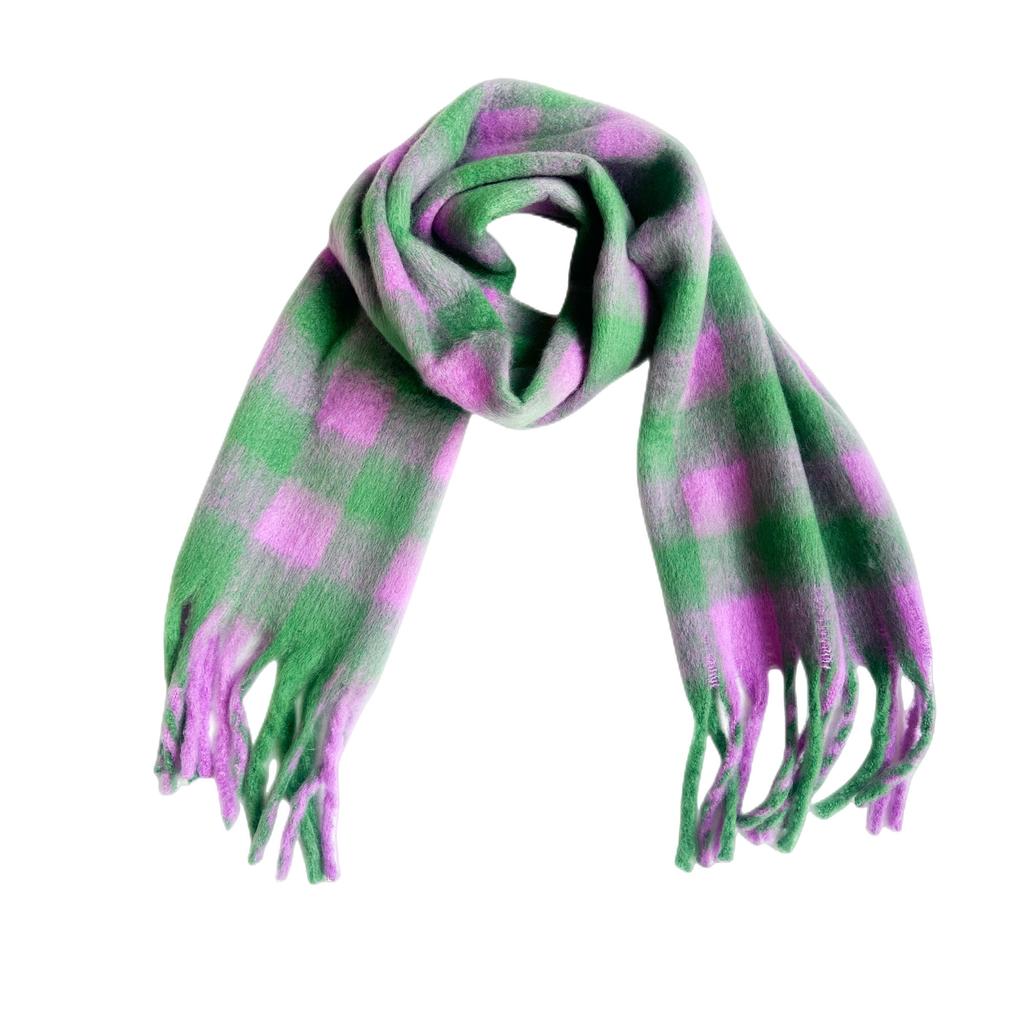 Autumn and Winter New Thickened Shawl Imitation Mohair Coarse Whiskers Colorful Plaid Scarf