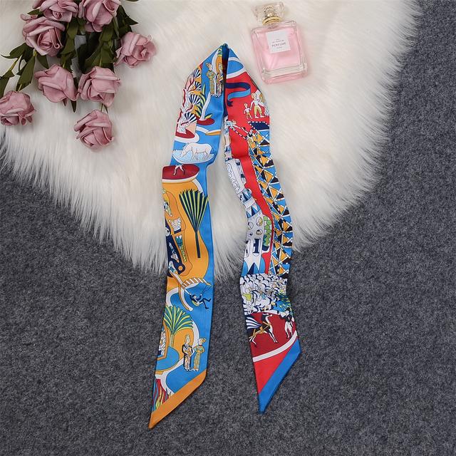 Brand Horse Bag Scarf 2024 New Design Wow Women Luxury 100% Silk Scarf Fashion Headwear Skinny Hair Scarves Neckerchief