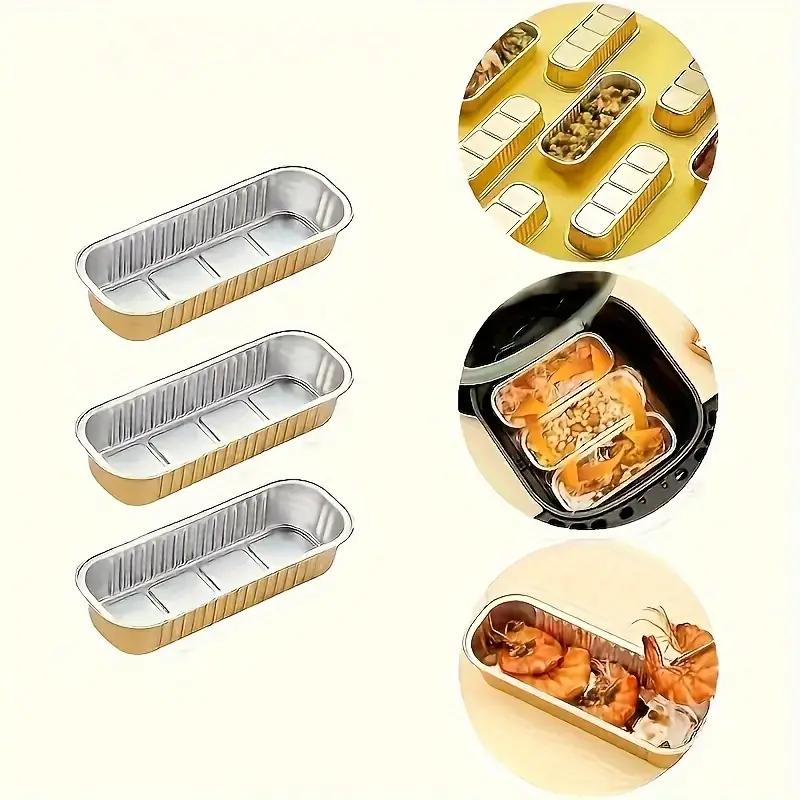 1/5/10Pcs/Set Disposable Bbq Pans Aluminum Foil Tin Box Loaf Baking Pans Cake Tins Containers Grilling Tray For Air Fryer Kitchen Accessories
