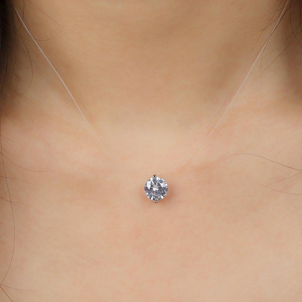 Shiny Women Zircon Invisible Collar Transparent Pendant Choker Jewelry Necklace