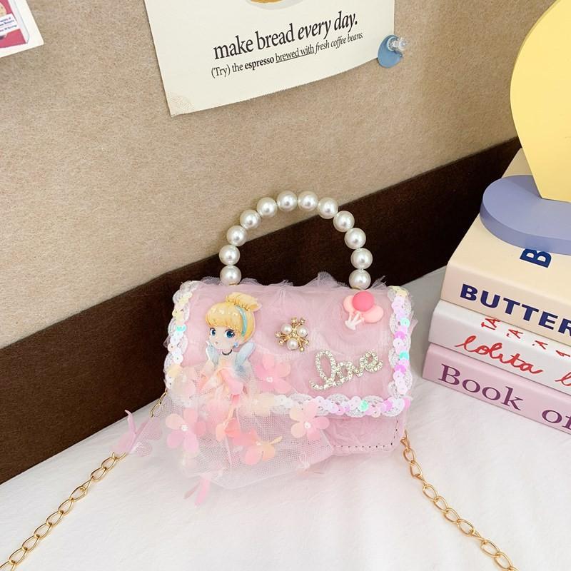 Fashionable Childrens Modern Single Shoulder Bag With Pearl Details And Design Bow