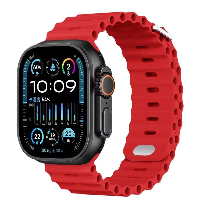 Силиконовый ремешок Ocean для Apple Watch Ultra 3/2 49 мм Серии 11/10 46 мм 42 мм 9 8 7 45 мм 41 мм Ремешок для часов iWatch 6 5 SE 44 40 мм
