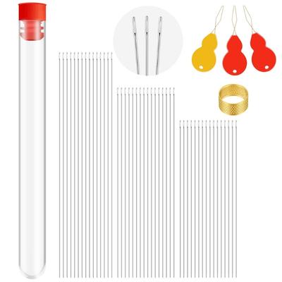 65 шт. иглы для бисера 3 размера, очень тонкие иглы для вышивания бисером с иглами, инструменты для изготовления ювелирных изделий