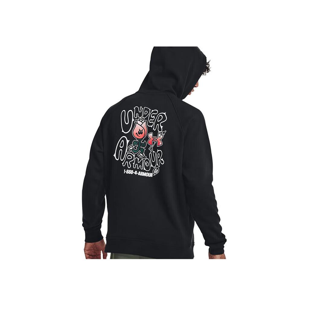 Under Armour Толстовка с капюшоном Rose Letter Print Heavyweight Cotton Training Hoodie для мужчин, черная 1379688-001