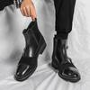 Fashion British Style High Top Pointed Dress Boots Trendy New Men's Business Dress Shoes Winter Men's Leather Short Boots Versatile