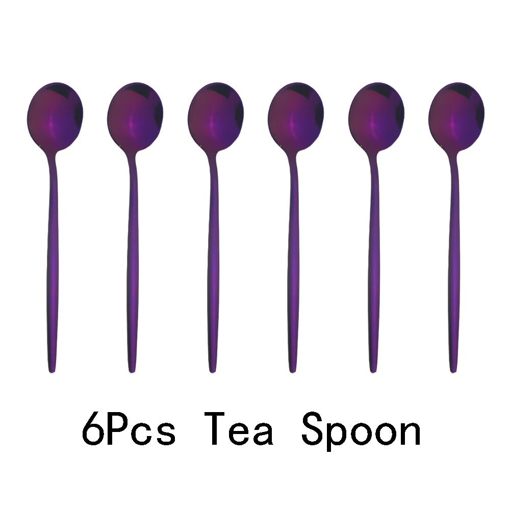 6pcs Mirror Stainless Steel Cutlery Set Multicolor Dinnerware Spoon Set Dinner Set Coffee Tea Spoon Tableware Home Kitchen Silverware