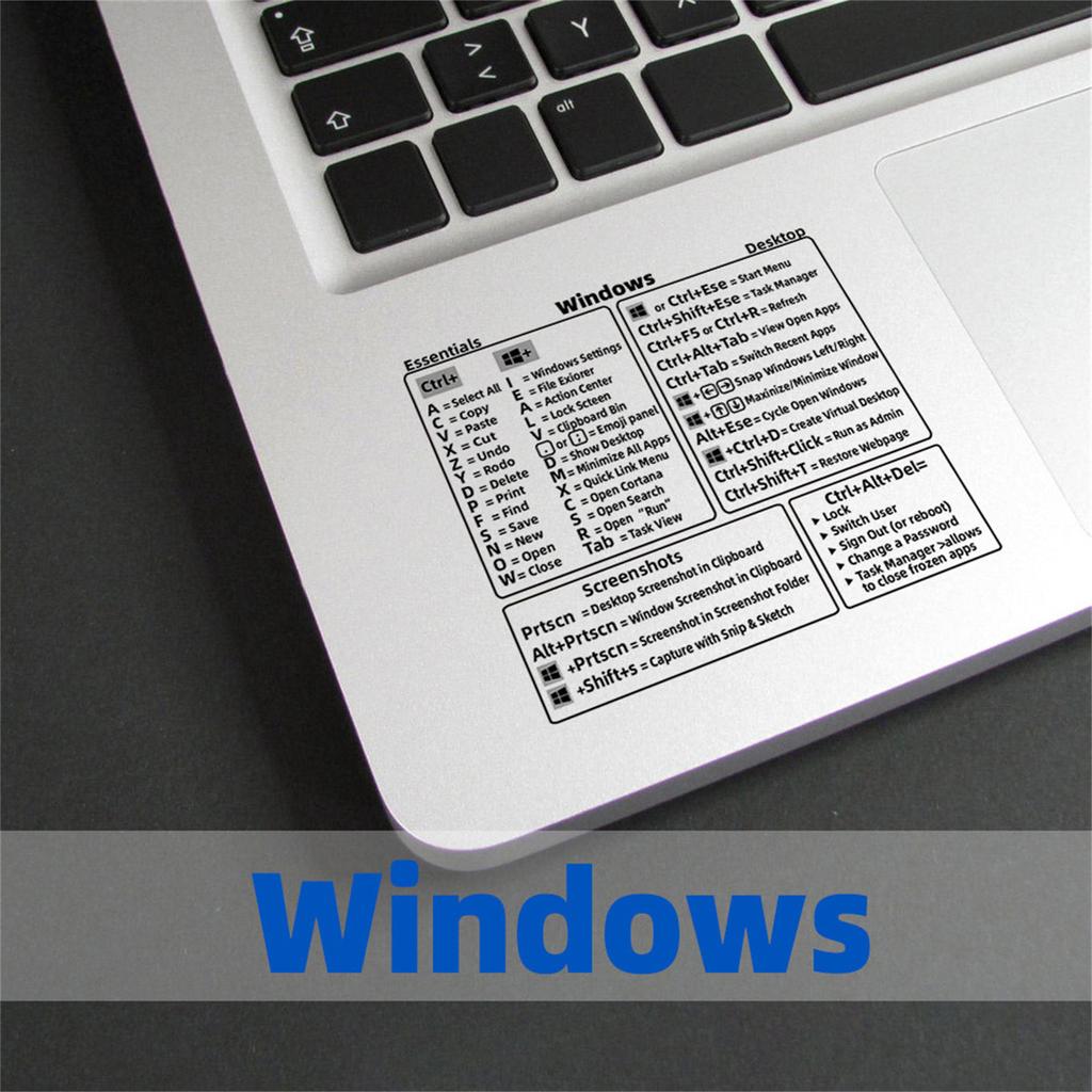 Наклейки для сочетаний клавиш, Windows + Word/Excel Краткое справочное руководство Наклейки для сочетаний клавиш для любого ПК, ноутбука Винил без остатков (чистый)