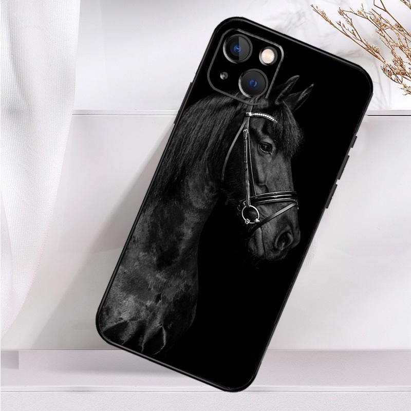 Черный Белый Лошадь Чехол Для Телефона iPhone 16 15 14 12 11 13 Pro Max 7 8 Plus X XR XS Max 13 12 Mini Cover
