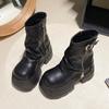 Стиль Spice Girl Майяр Вестерн Ковбой Платформа Ботинки Мартин Женские Осень и Зима Новые Повышающие Рост Ботинки-Маффины Короткие Ботинки