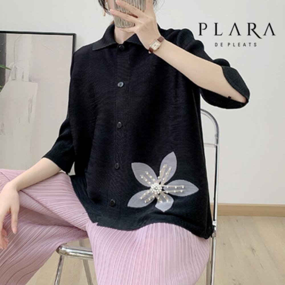 Plara Pearl ButTon Pleated Floral 3 4 Sleeve Jacket Up To 88 Pk3sjk019c