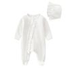 Babykoi Baby Clothes Long Sleeve Romper Spring Autumn Newborn Footed Hat Coverall Baby Girl Boy Maternity Prep Gift Plain White 12M