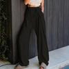 Новые женские однотонные широкие брюки, женские свободные повседневные брюки с высокой талией для мытья полов