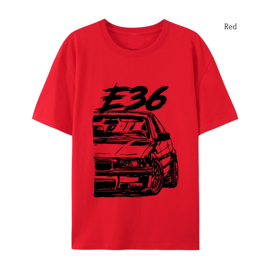 Футболка E36 Высококачественные футболки E36 Летние свободные футболки с коротким рукавом Хлопковые свободные уличные топы