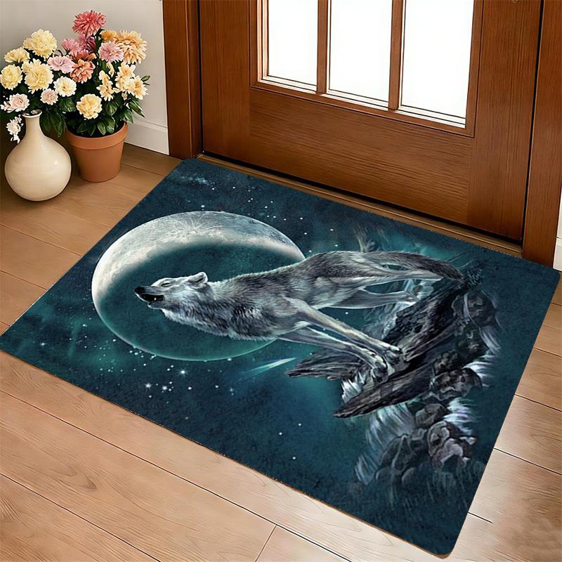 Wolf Moon Living Room Nonslip Area Rug Soft Carpet For Bedroom Game Playroom Sofa Office Home Decor Doormat Christmas Gift C9301225