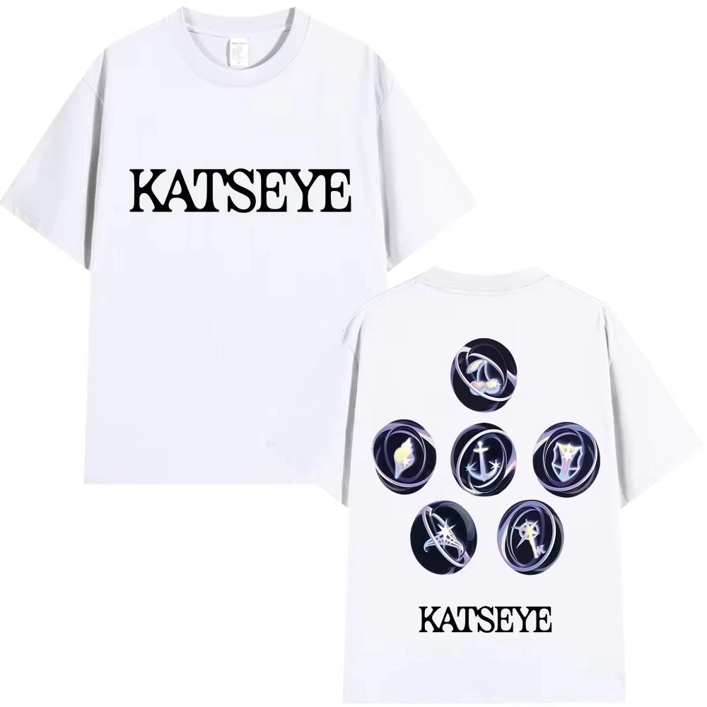 Kpop Katseye Логотип Графическая Футболка Мода Поп-Музыка Мужская Женская Корейский Стиль Футболки Большого Размера Хлопок Повседневная Футболка Уличная Одежда