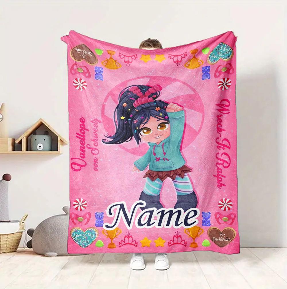 Custom Name Frozen Fantasy Flannel Blanket Throw Blanket Soft Warm Sofa Bed Decor Unique Gift