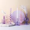 Pink Purple Vase Candlestick Romantic Flower Vase Simple Glass Candlestick Crafts