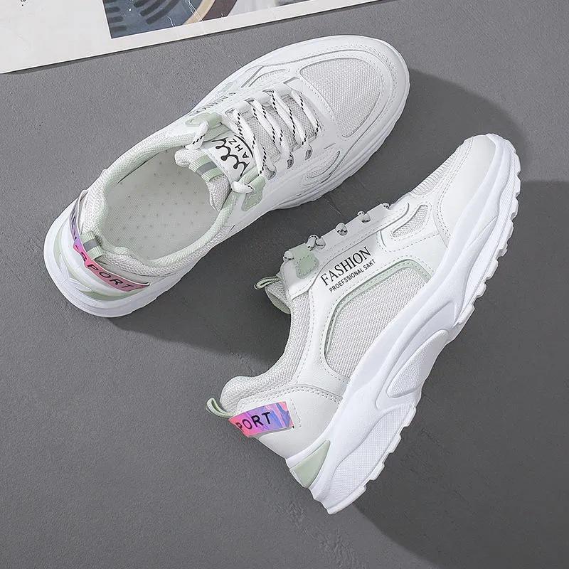 Женские весенние кожаные дышащие кроссовки 2025 года - Повседневные, Универсальные, Кроссовки на толстой подошве в стиле «папиных»