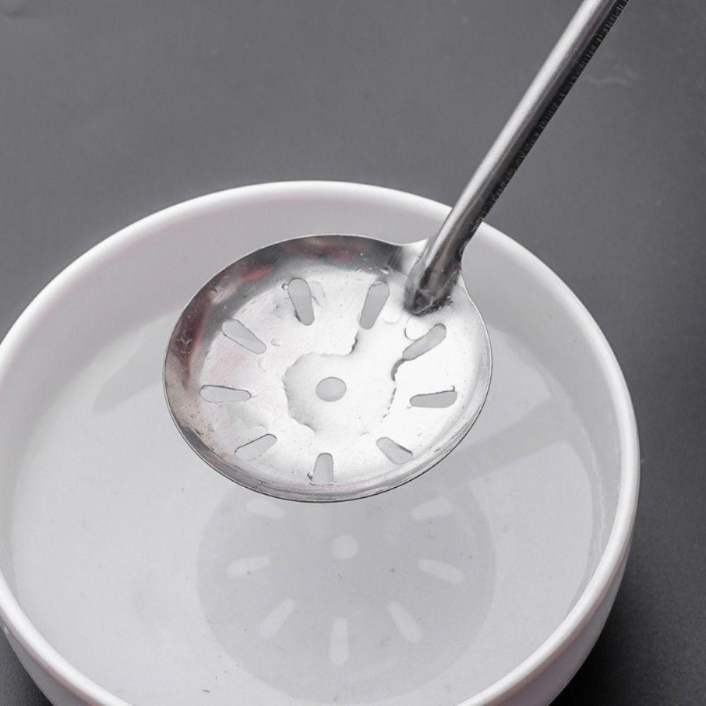 Stainless Steel Soup Spoon Long Wooden Handle Colander New Skimmer