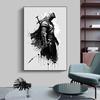 Винтажный абстрактный минималистичный рыцарь-убийца, чернильная стирка, художественная картина на холсте, настенный постер, принты, фотографии для гостиной, спальни, декор