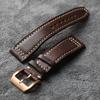 Classic High-End Head-Layer Cowhide Leather Strap Bronze Watch Clasp, 20MM 21MM 22MM, Soft Men's Vintage Leather Bracelet  For Bronze