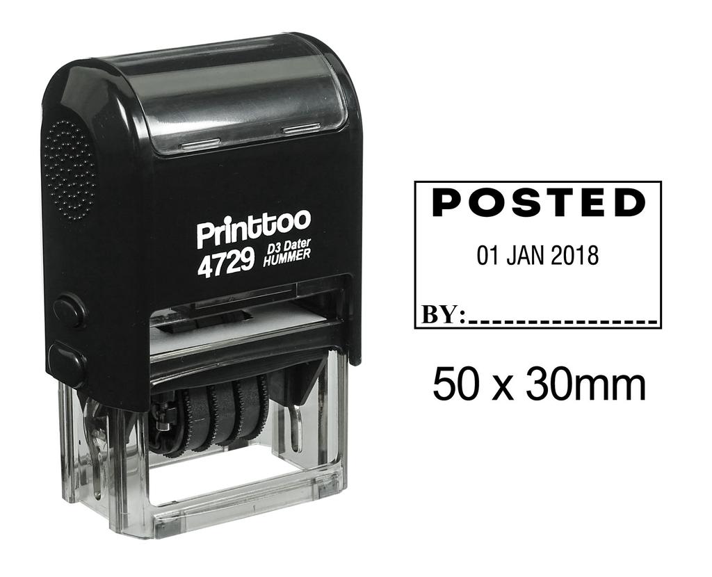 Printtoo Office Stationery Dater Stamp With Posted By Text And Sign Space Self Inking Rubber