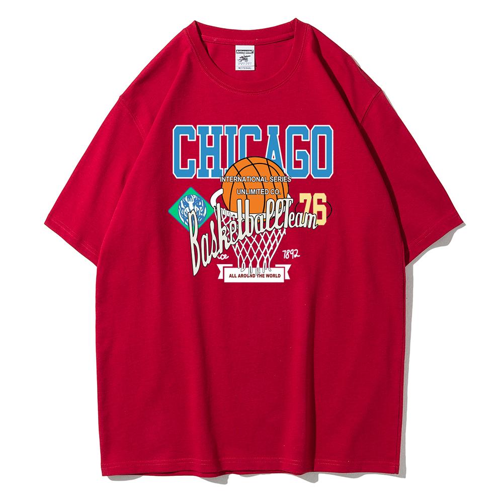 Женская летняя футболка из мягкого хлопка с принтом Chicago Basketball Club 76, уличная одежда, бренд, короткий рукав, дышащая, оверсайз